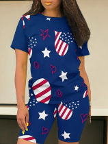 O-Neck Printed Stylish Casual Two-Piece Suit