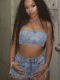 Light Blue New Embroidered Tube Top Stretch Shorts Two-Piece Set