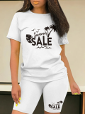 Summer O-Neck Printed Short-Sleeved T-Shirt Fashion Casual Two-Piece Suit