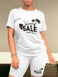 Summer O-Neck Printed Short-Sleeved T-Shirt Fashion Casual Two-Piece Suit