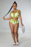 Green Stylish Hand-knitted Two-piece Set