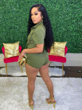 Army Green Sexy Large Pocket Zipper Overalls