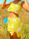 Yellow Fashionable Casual Crocheted Wool Two-piece Set