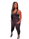 Black Sexy Vest Drawstring Trousers Casual Two-Piece Set