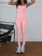 Pink Sexy Backless Suspender Tights Jumpsuit