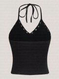 Black Butterfly Low-Cut V-Neck Slim Fit Sweet Girl Vest