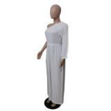 White One-Shoulder Casual Loose Jumpsuit