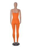 Orange Sexy Backless Suspender Tights Jumpsuit