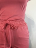 Pink Sexy Vest Drawstring Trousers Casual Two-Piece Set