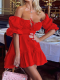 Red Sexy Short Sleeve Tube Top Mini Dress