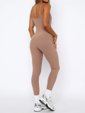 Khaki Sexy Backless Suspender Tights Jumpsuit