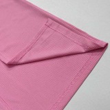 Pink Fashionable Slim-fitting Vest and Slit Skirt Two-piece Set