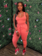 Pink Sexy Vest Drawstring Trousers Casual Two-Piece Set