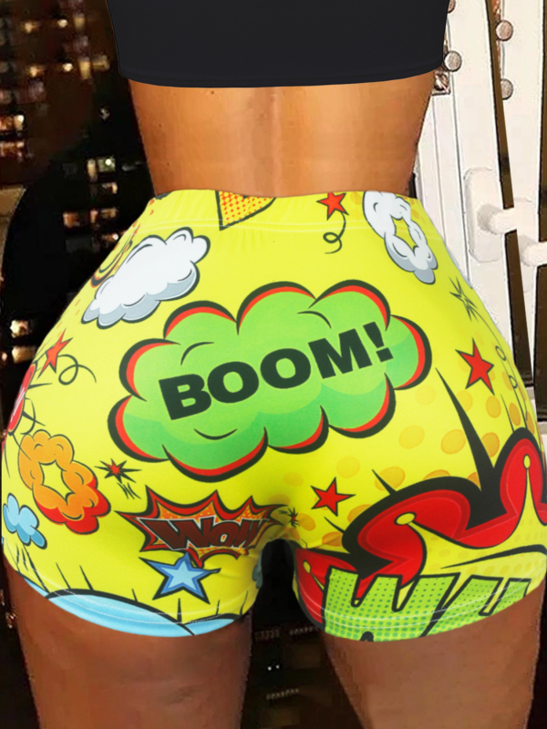 Sexy Women's Tight Printed Shorts Yoga Pants