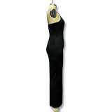 Black Fashion Sexy Suspender Slim Dress