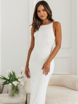White Fashion Sexy Suspender Slim Dress