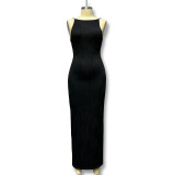 Black Fashion Sexy Suspender Slim Dress