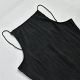 Black Fashion Sexy Suspender Slim Dress
