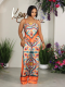 Summer Fashion Printed Sexy Suspender Top Straight Pants Two-Piece Set