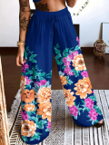 Sexy Bra Fashion Print Wide Leg Pants Two Piece Set