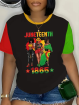 Black Oversized Printed Crew Neck T-Shirt