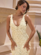 Sexy Apricot Rose Texture Deep V Dress