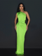 Fluorescent Green New Solid Color Oblique Collar Sleeveless Slim Dress