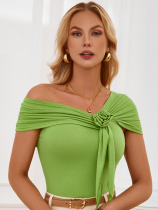 Green New Solid Color Tube Top Waist Top