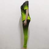 Green Sexy Fashion Gradient Two-Piece Suit