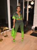 Green Sexy Fashion Gradient Two-Piece Suit
