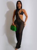 Black Sexy Knitted Beach Irregular Off-Shoulder Dress