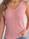 Pink V-Neck Hollow Sleeveless Sweater Vacation Vest