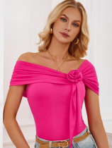 Rose Red New Solid Color Tube Top Waist Top