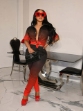Red Sexy Fashion Gradient Two-Piece Suit