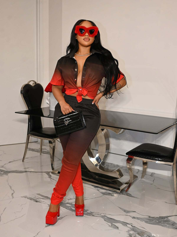 Red Sexy Fashion Gradient Two-Piece Suit