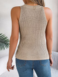Khaki Cable Sleeveless Top Holiday Sweater