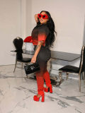 Red Sexy Fashion Gradient Two-Piece Suit