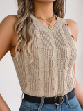 Khaki Cable Sleeveless Top Holiday Sweater