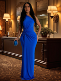Blue Fashion Women's One Shoulder Slim Dress