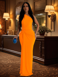 Orange Fashion Women's One Shoulder Slim Dress