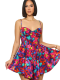 Rose Red Printed Suspender Waist Dress