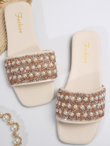 New Summer One-Line Rhinestone Sandals