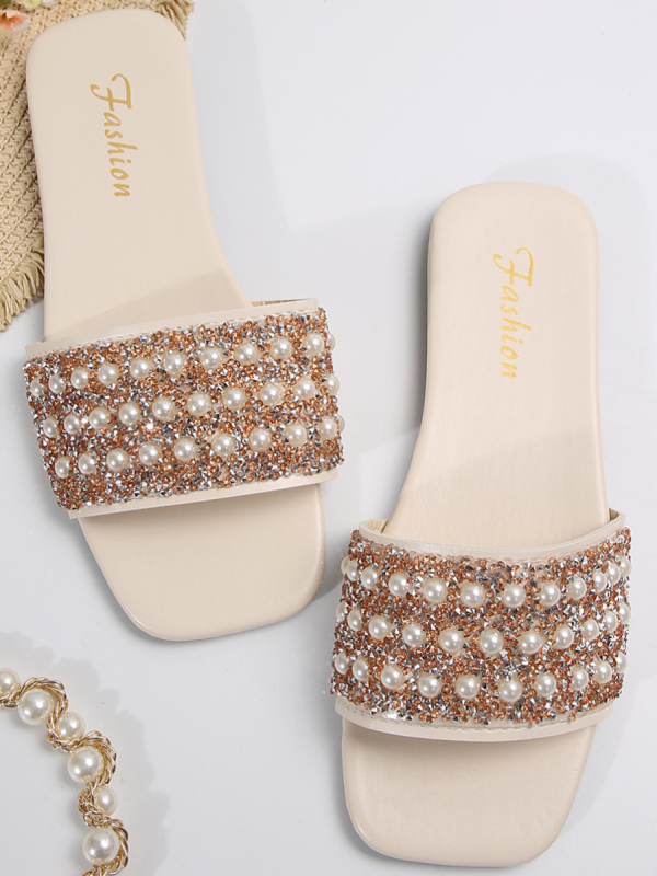 New Summer One-Line Rhinestone Sandals