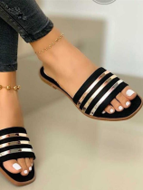 Black New Soft Bottom Flat Beach Shoes Summer Large Size Women's Shoes