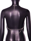 Black Sexy Nightclub Metal Shiny Diamond Backless Vest