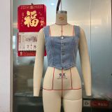 Blue Fashionable Buttoned Denim Vest Top
