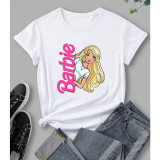 White Printed Round Neck Short Sleeve T-Shirt