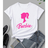 White Printed Round Neck Short Sleeve T-Shirt