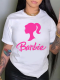 White Printed Round Neck Short Sleeve T-Shirt