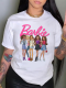 White Printed Round Neck Short Sleeve T-Shirt